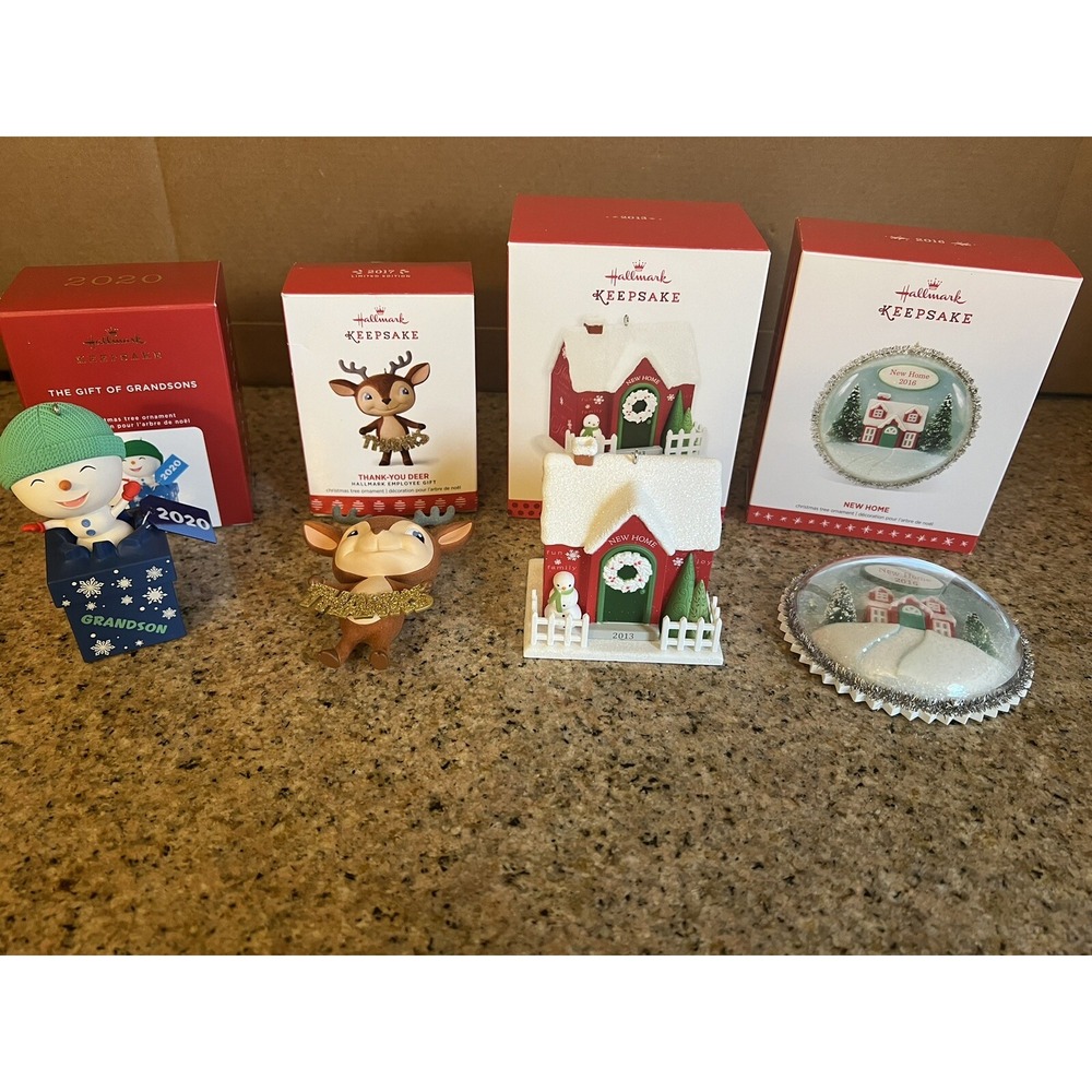 LOT Of 4 HALLMARK KEEPSAKE Ornaments Grandson New Home Deer Box Included